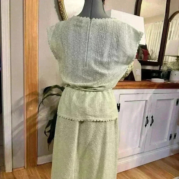 Vintage My Latest Leslie Fay 70’s Midi Skirt Top Set Sheer Mint. - Picture 2 of 13